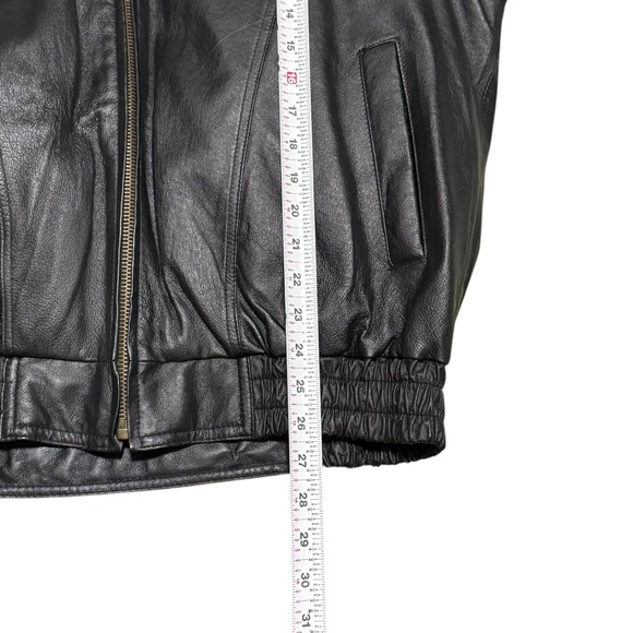 Oscar Piel US Air Force Black Patches Leather Bomber Jacket Men's Large - Picture 10 of 11